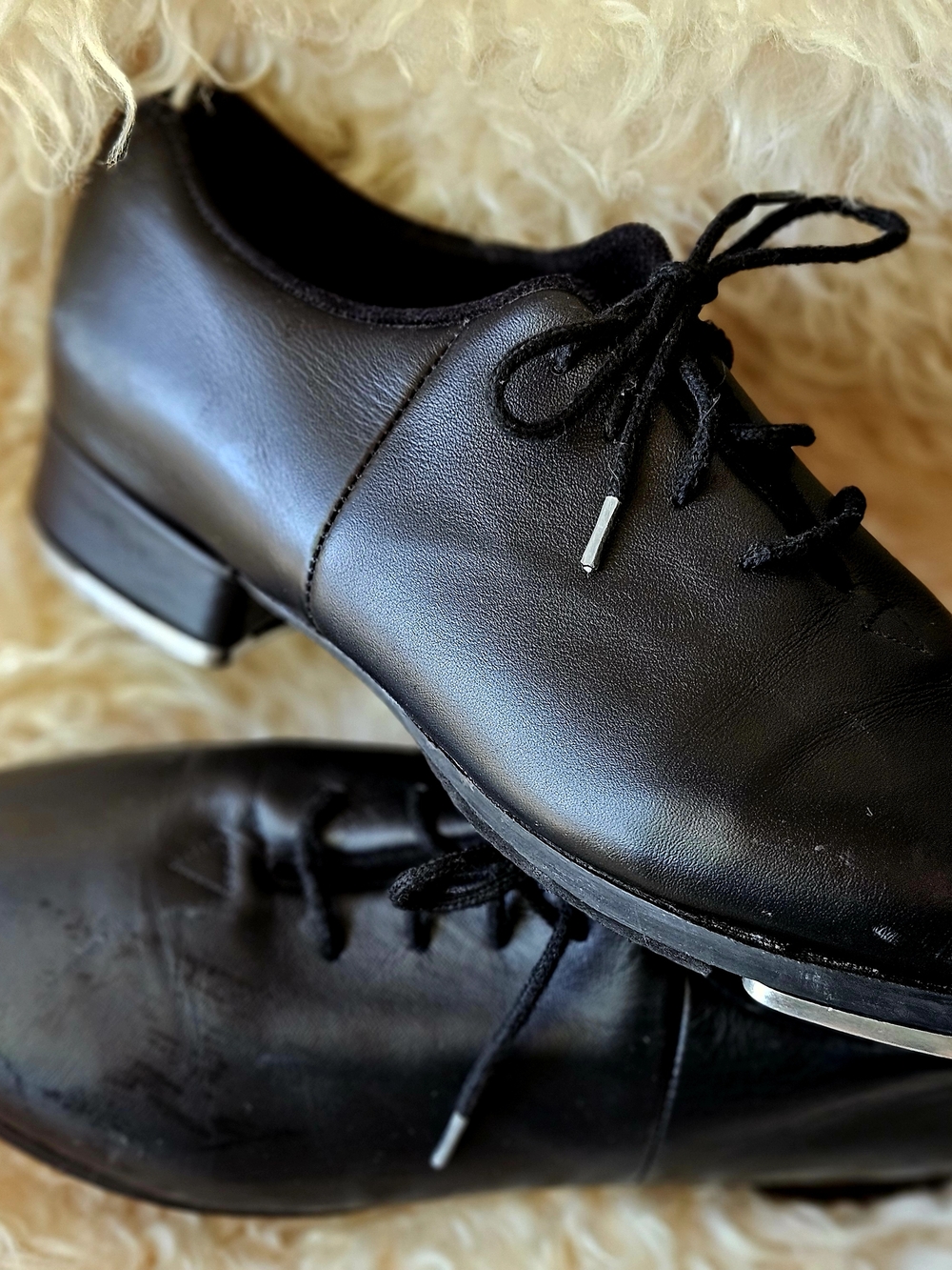 BLOCH Classic Black Women's LEATHER Lace-Up Tap Shoes 7.5 - Picture 4 of 6
